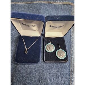 Montana Silversmiths Gem Necklace Native American Turquoise Earrings Lot